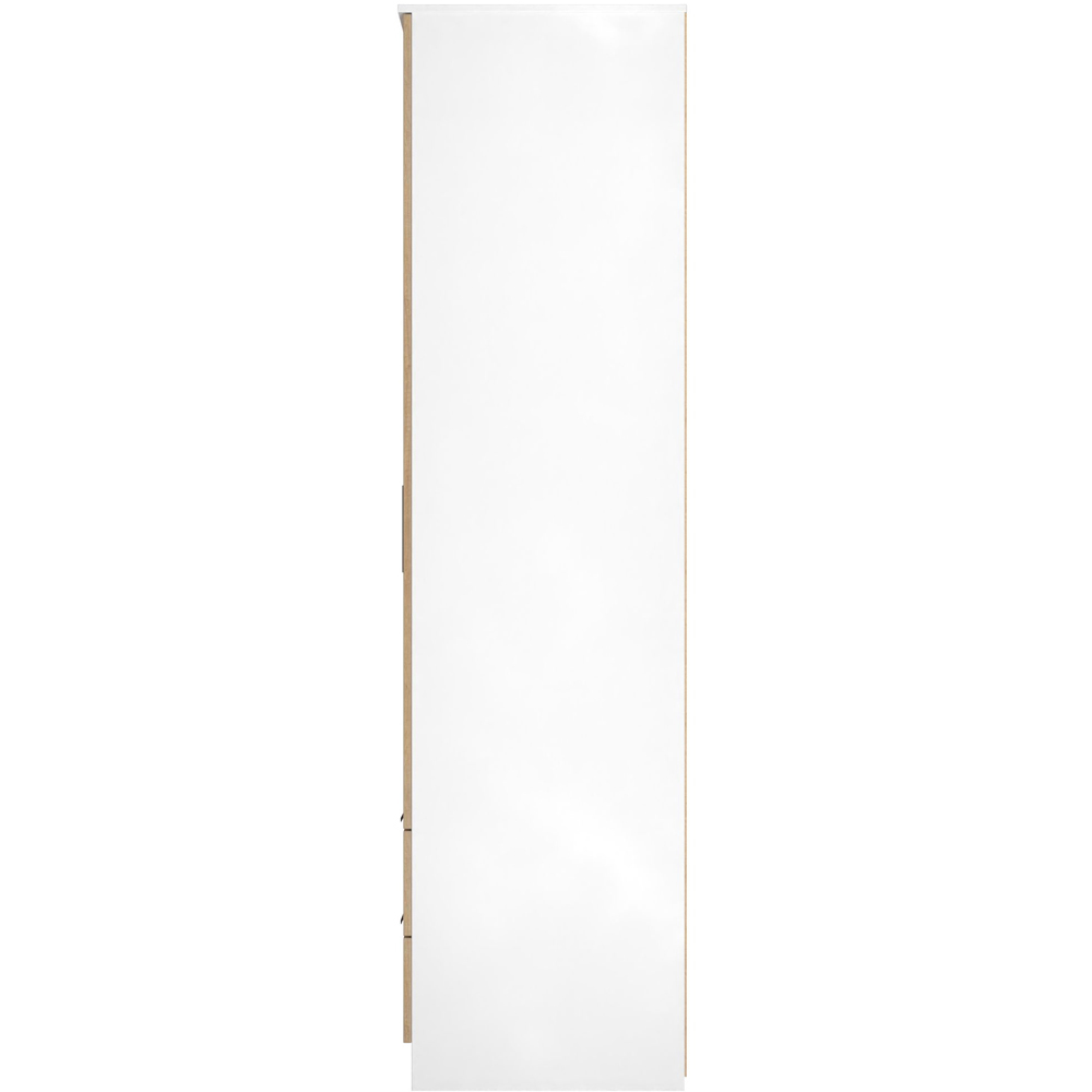 Crowndale Java 2 Door 2 Drawer Slatt Effect and White Tall Wardrobe Ready Assembled Image 3