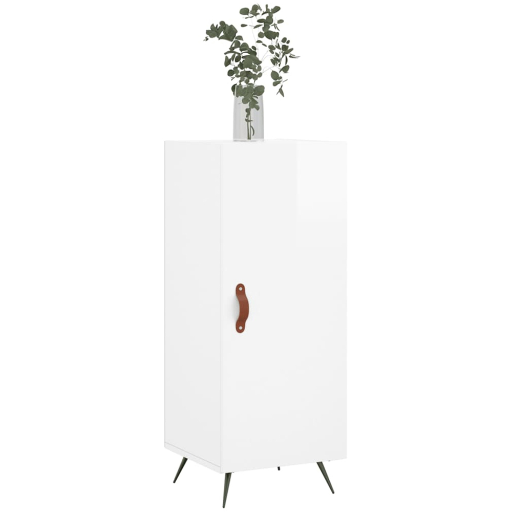 vidaXL Single Door High Gloss White Sideboard Image 3
