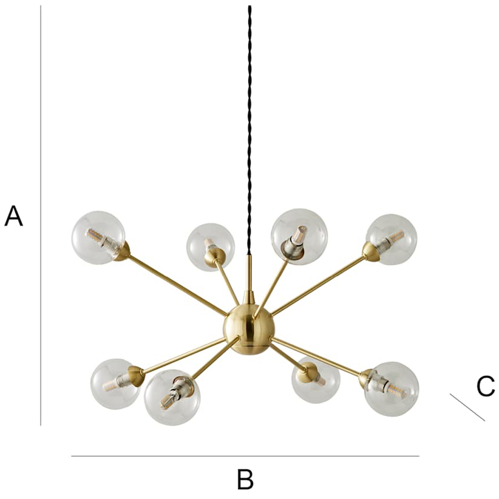 ValueLights Sputnik 8 Way Gold Glass Globe Pendant Ceiling Light and Bulbs Image 8