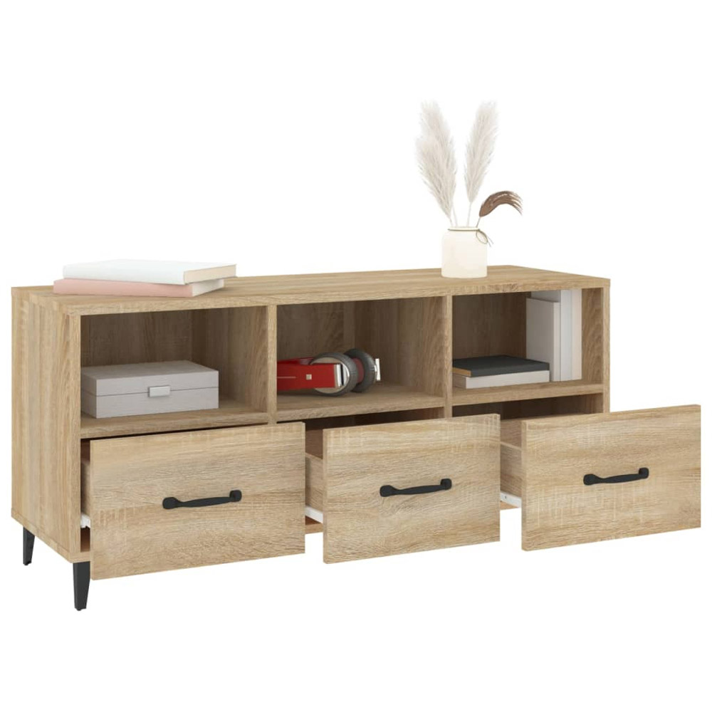 vidaXL 3 Drawer 3 Open Shelf Sonoma Oak TV Cabinet Image 4