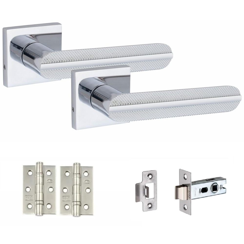 Golden Grace Polished Chrome Modern Lima Door Handle Set 6 Pack Image 2