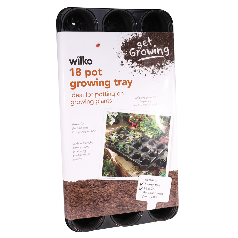 Wilko Pot Growing Tray with 18 Pots x 9cm Image 1