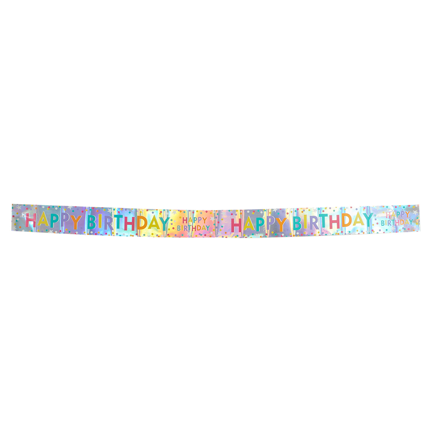 Happy Birthday Silver Foil Banner 180cm - Multicolour Image 3
