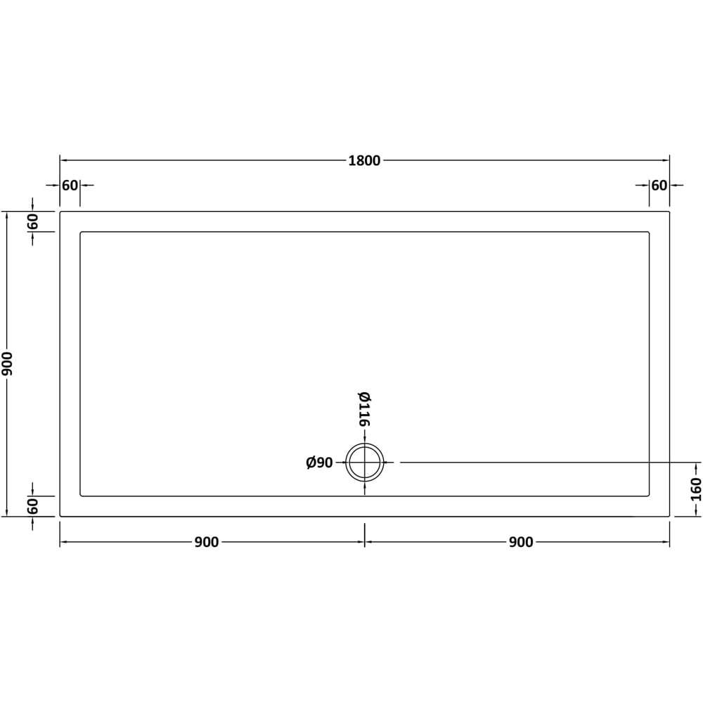 nuie White Slip Resistant Rectangular Shower Tray 1800 x 900mm Image 2