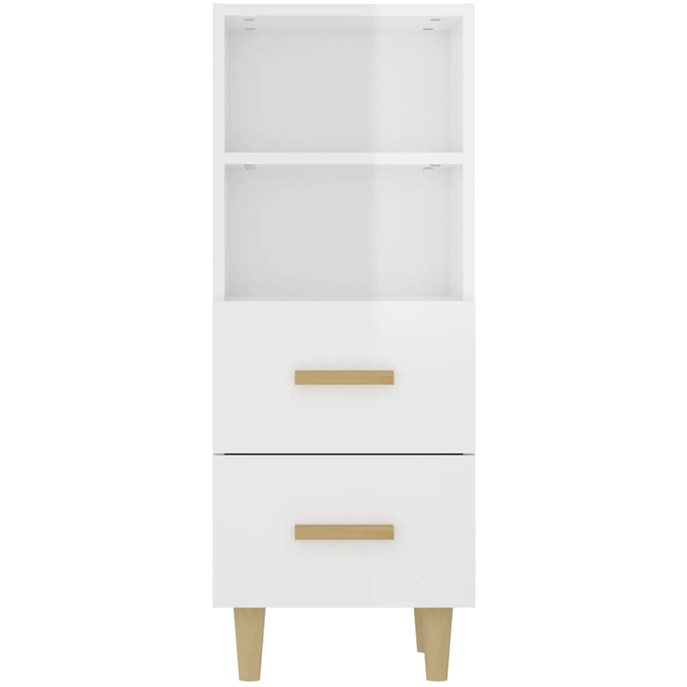 vidaXL 2 Drawer 2 Shelf High Gloss White Sideboard Image 5
