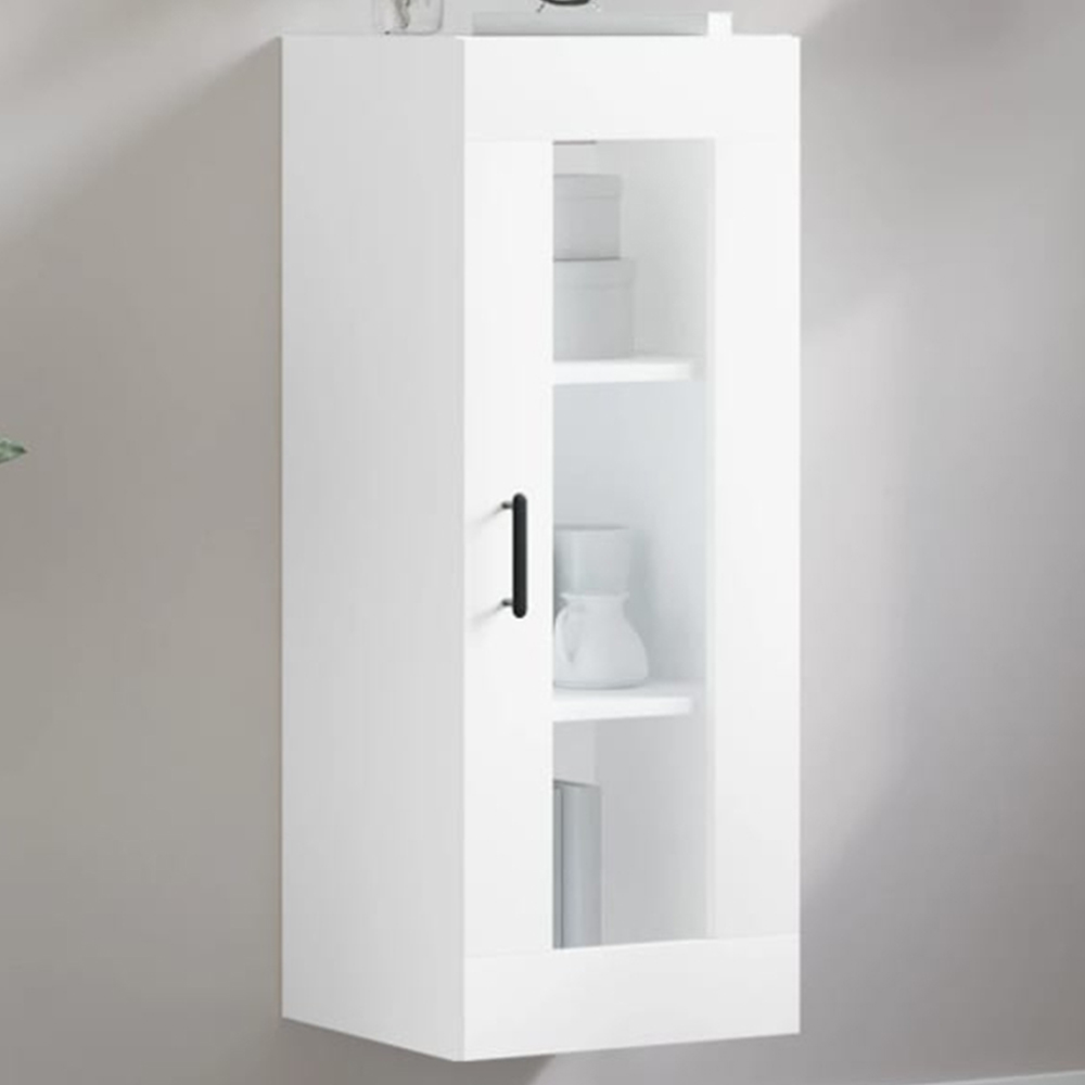 vidaXL Single Glass Door White Wall Mounted Cabinet Image 1