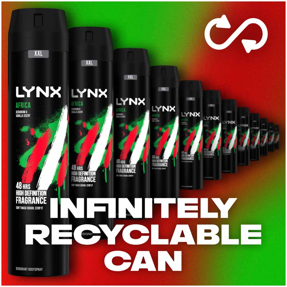 Lynx XXL Africa Mens Deodorant and Bodyspray 250ml Image 6