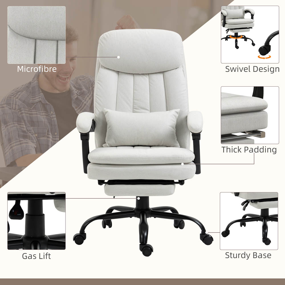Portland Cream Microfibre Swivel Vibration Massage Office Chair Image 4
