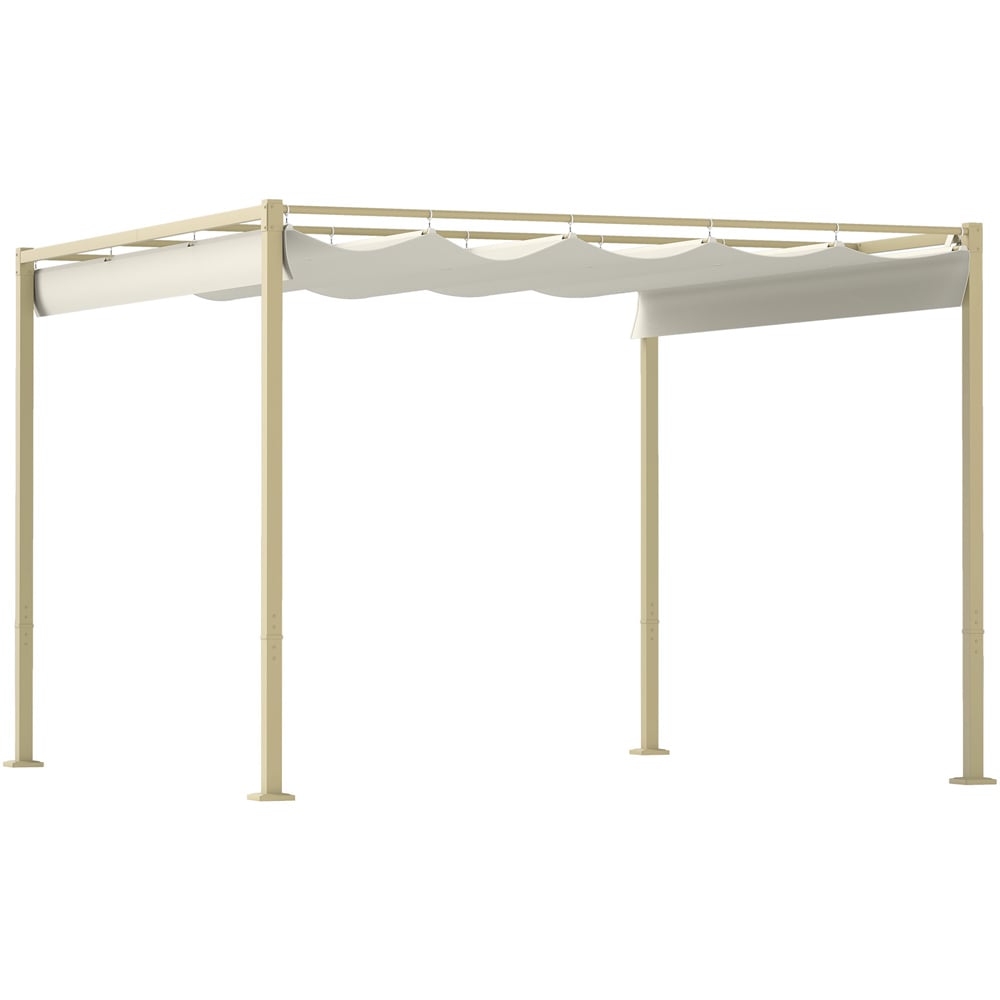 Outsunny 3 x 3m Khaki Garden Pergola with Retractable Roof Image 2