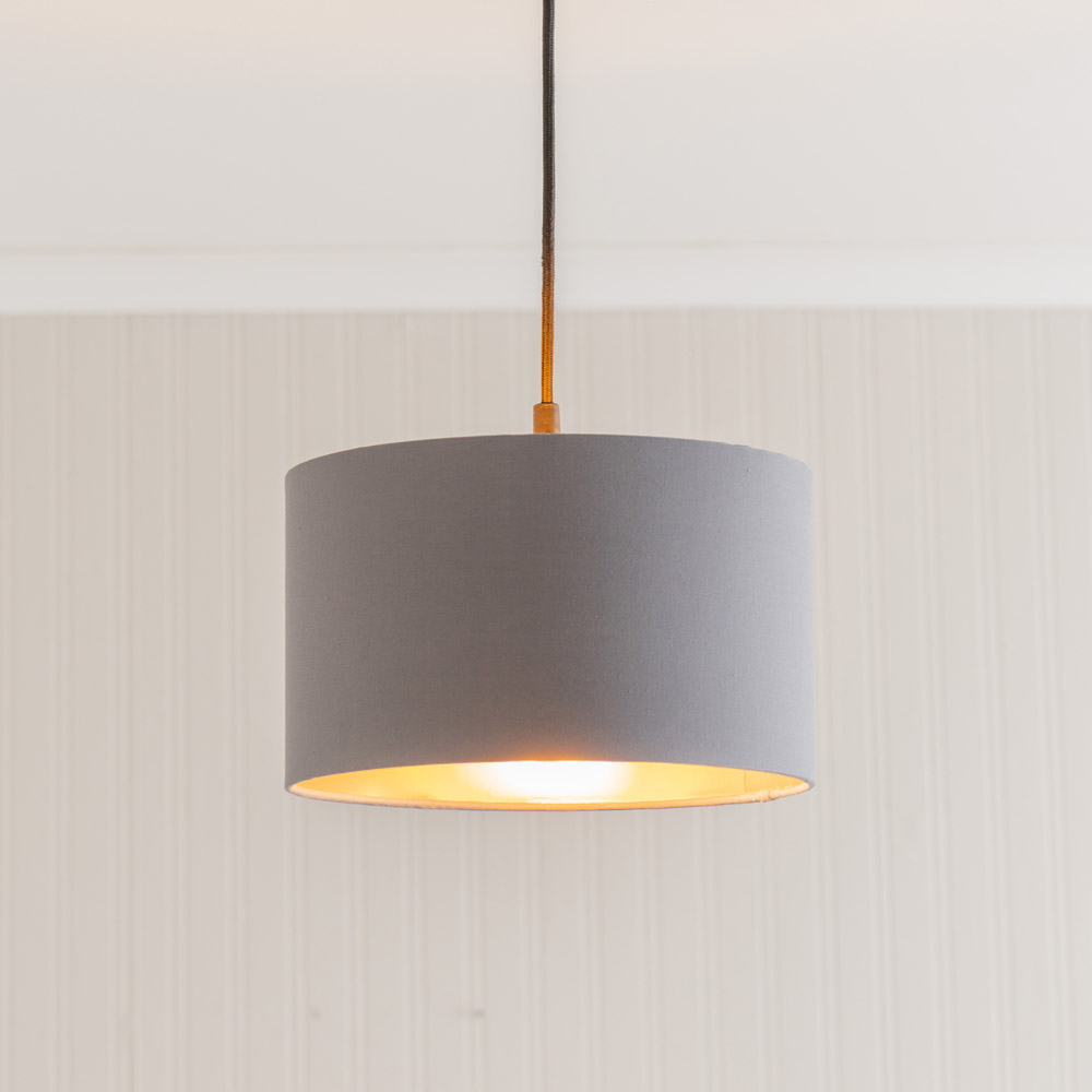 ValueLights Reni Grey and Copper Inner Drum Ceiling Lamp Shade 25cm Image 3