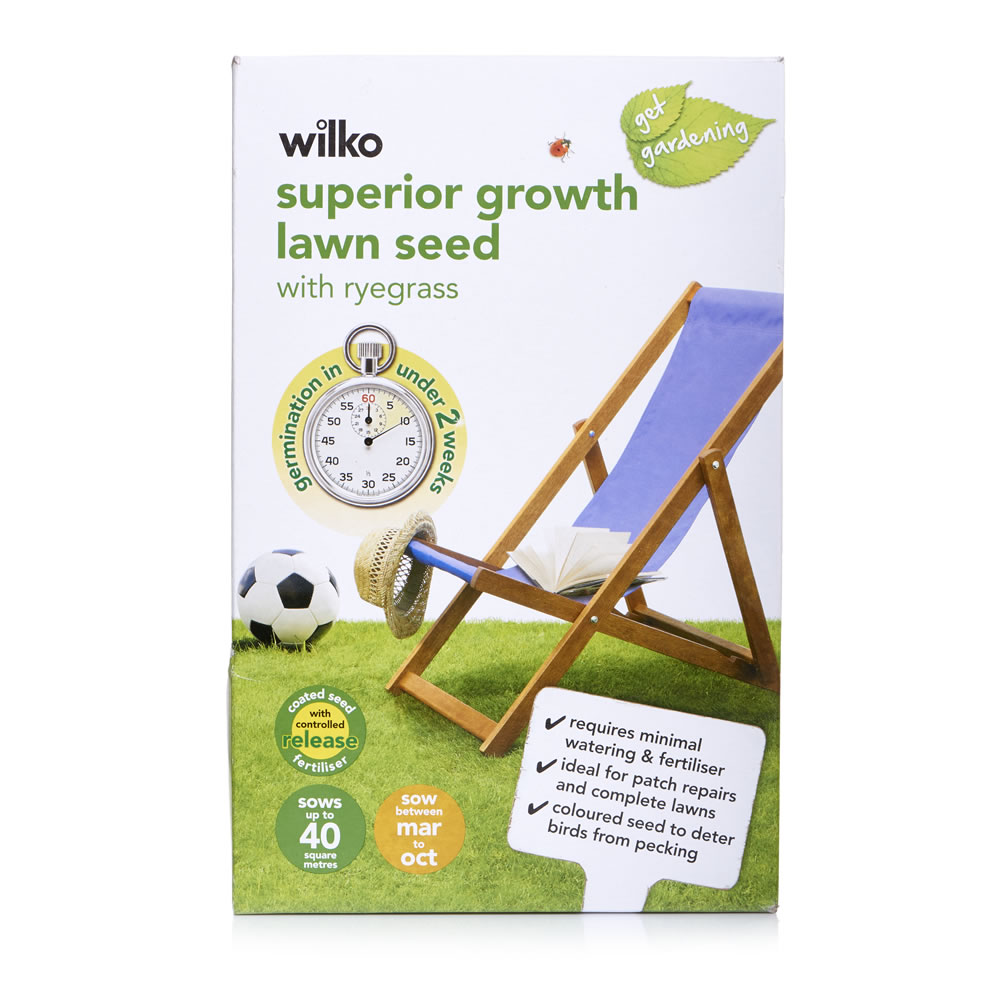 Wilko Superior Growth Lawn Seed with Ryegrass 1kg Wilko
