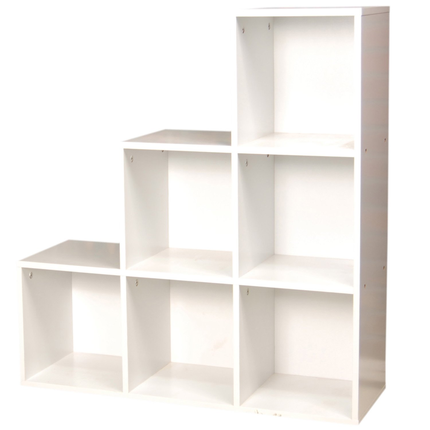 Cuba 6 Compartment White Step Storage Unit Image 2