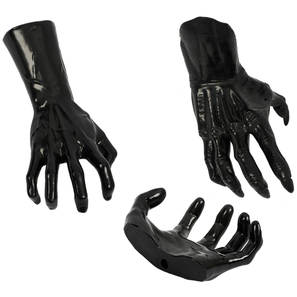 Living and Home Black Wall Mounted Grasping Hands with LED Lights Halloween Decoration 3 Piece Image 1