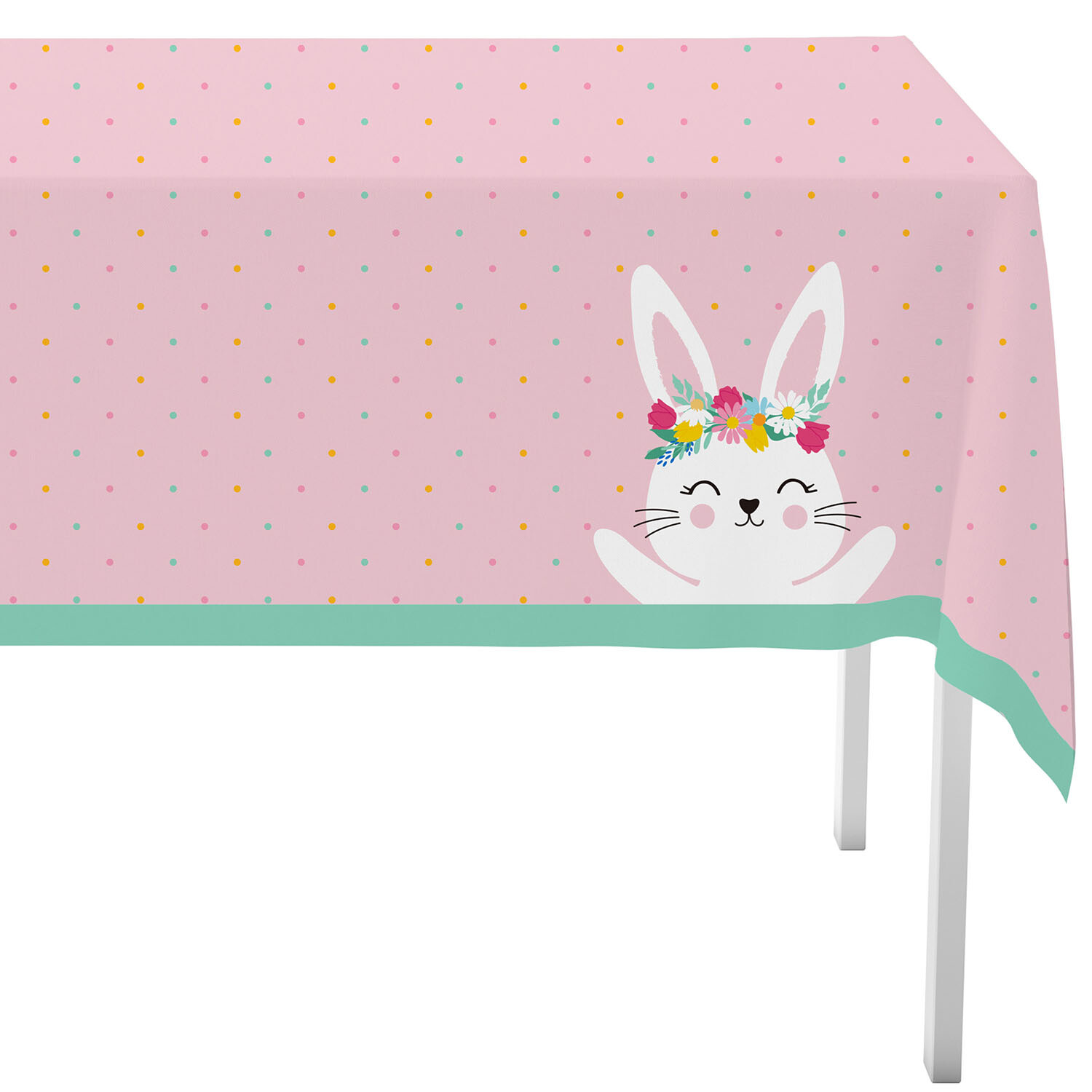 Flower Bunny Table Cloth - Pink Image 1