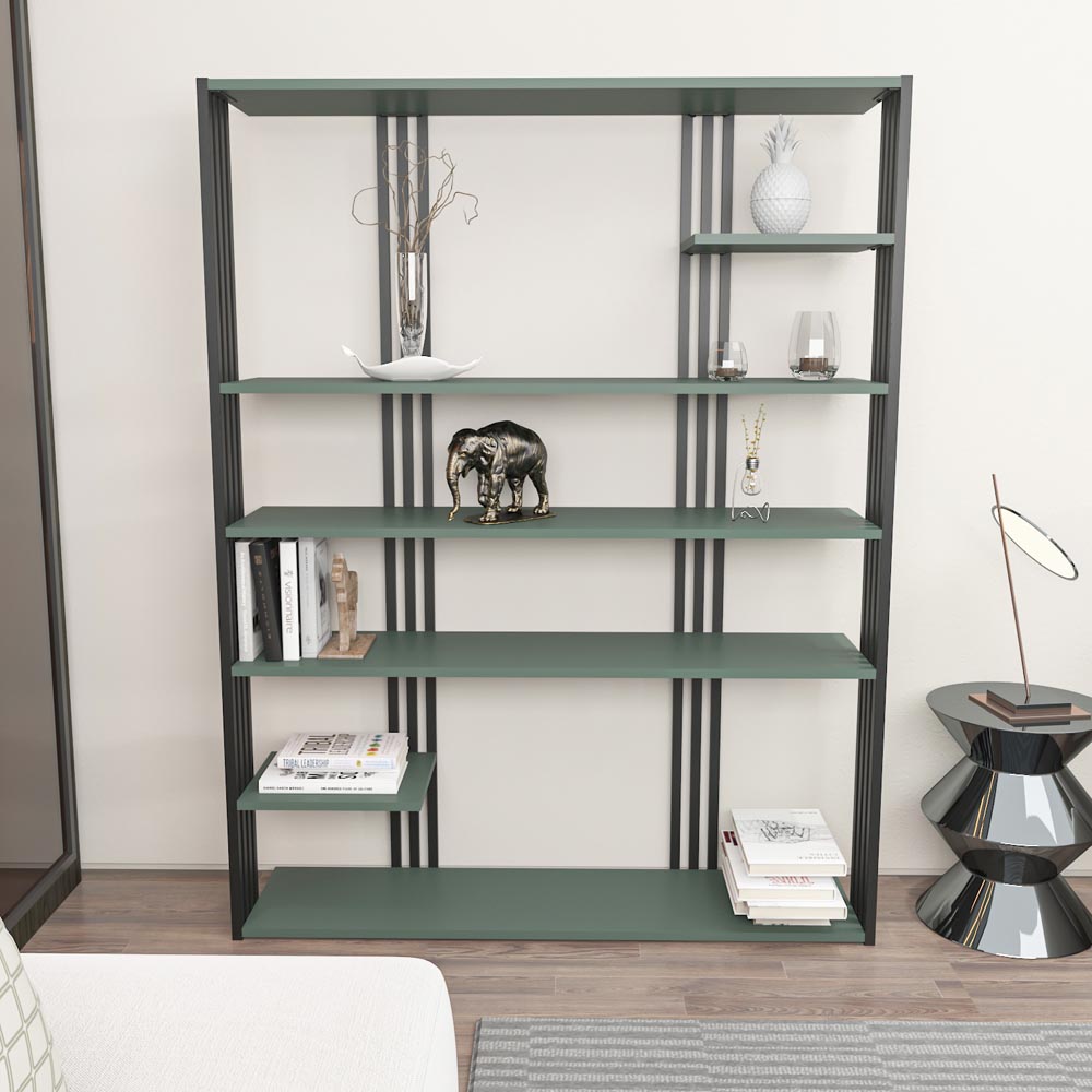Decorotika Jeni 6 Shelf Green and Black Bookcase Image 3