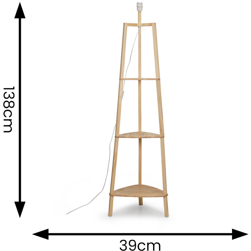 ValueLights Hiru 3 Shelf Natural Floor Lamp Base Image 4