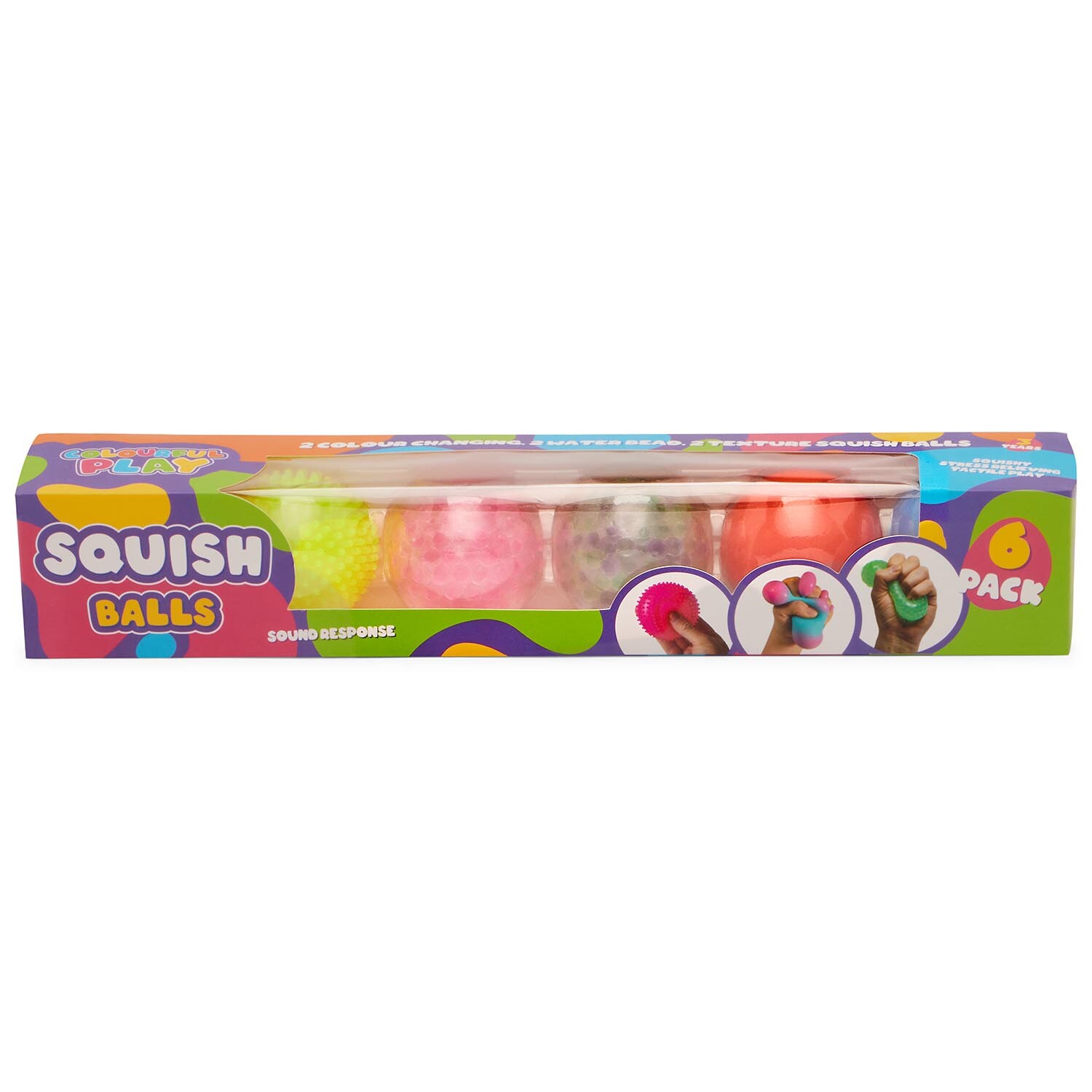 ToyMania Colourful Play Squish Balls 6 Pack Image 2
