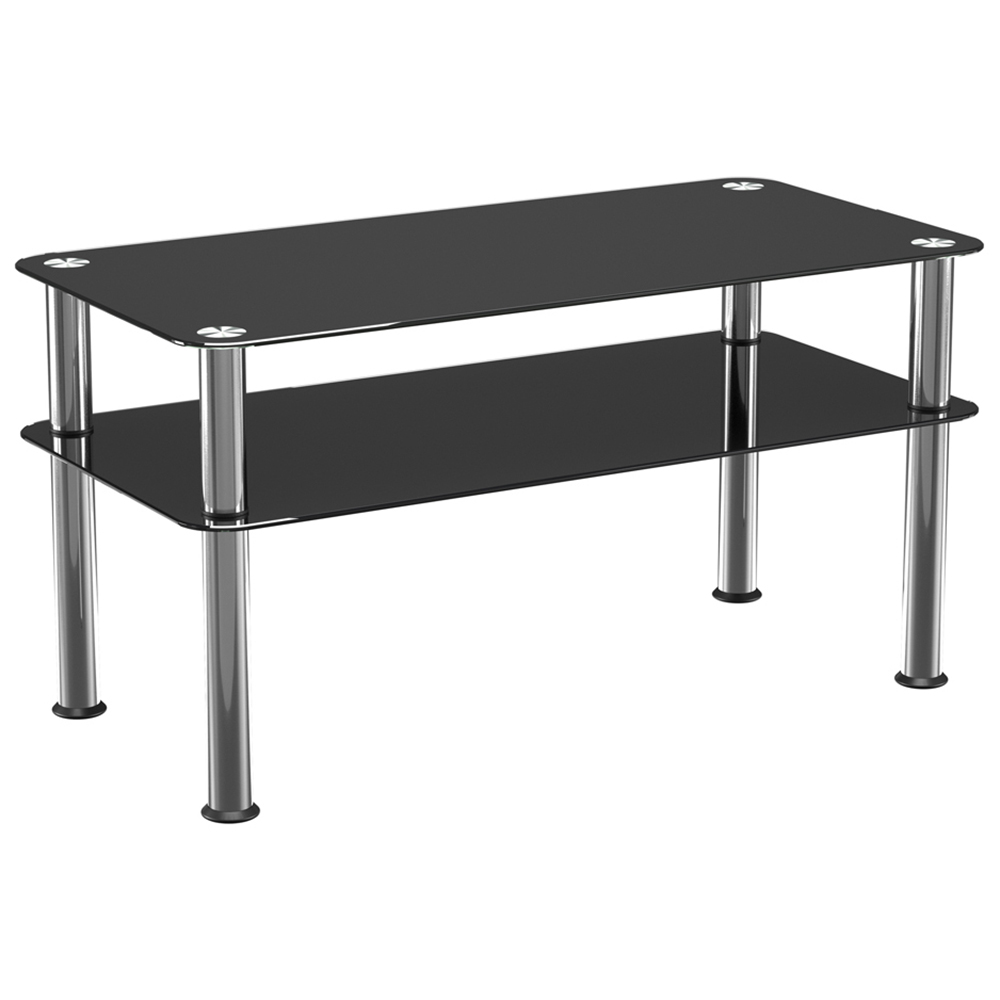 AVF Classic Black and Chrome Glass Coffee Table Image 2