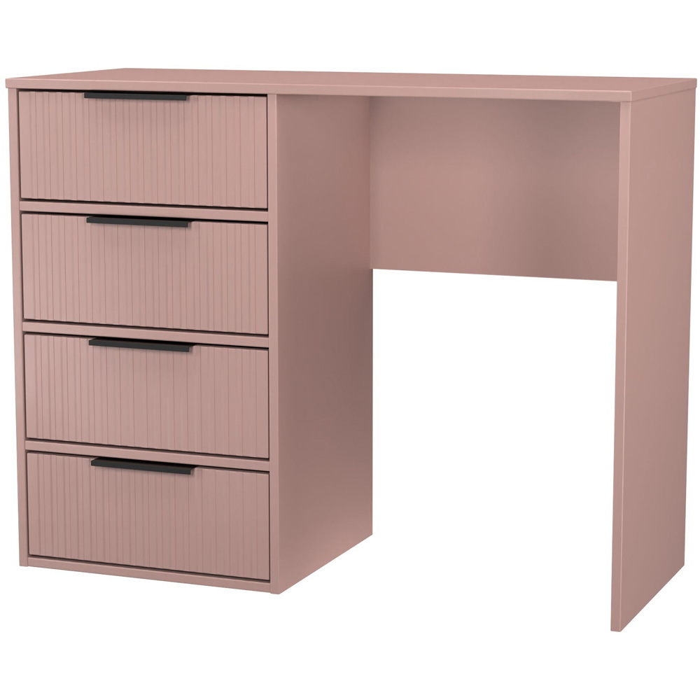 Crowndale Fluted 4 Drawer Kobe Pink Vanity Dressing Table Ready Assembled Image 4