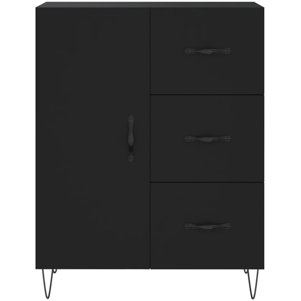 vidaXL Single Door 3 Drawer 3 Shelf Black Highboard Image 8