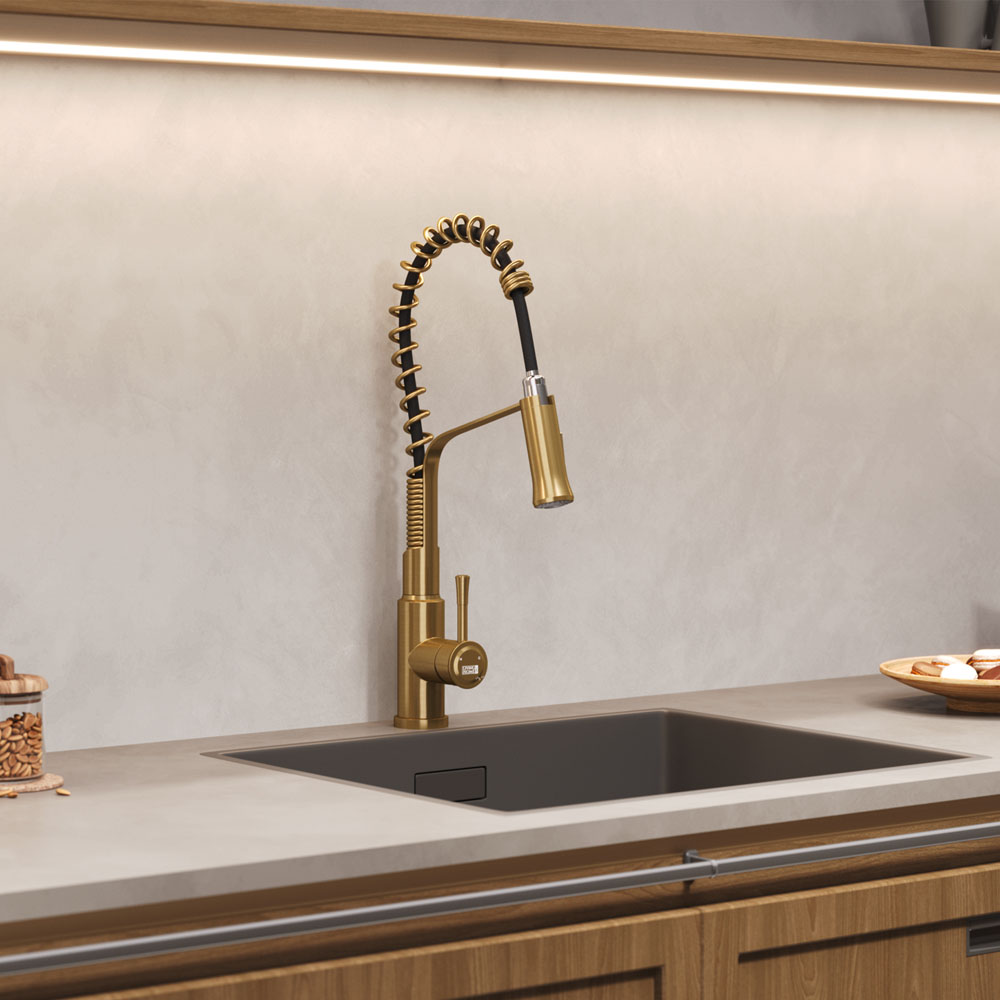 Living and Home Gold Pull Down Kitchen Tap Image 6