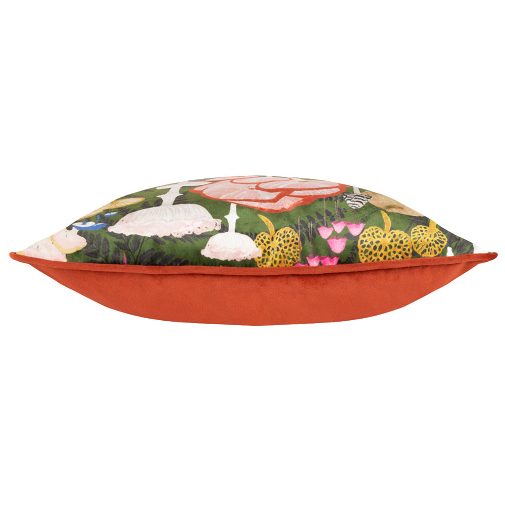 furn. Amanita Green Velvet Piped Cushion Image 4