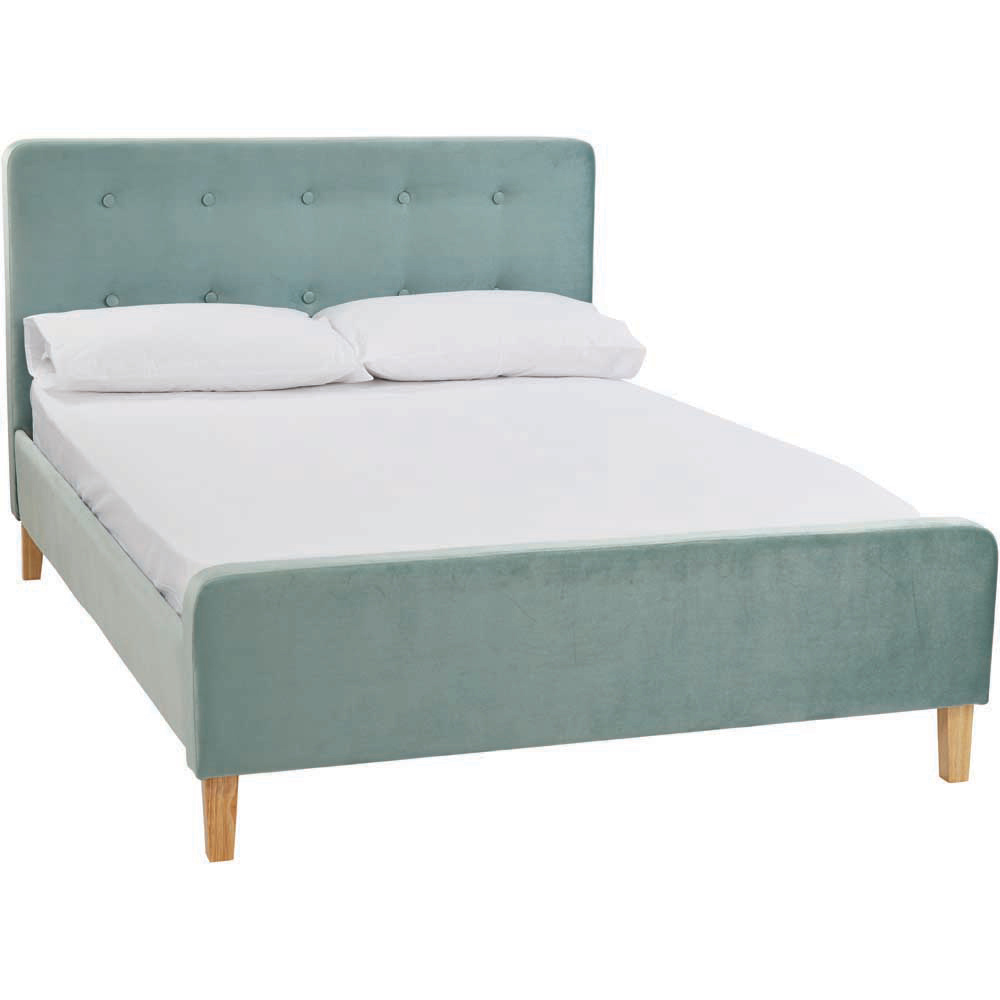 Pierre King Size Aqua Blue Crushed Velvet Bed Frame Image 2