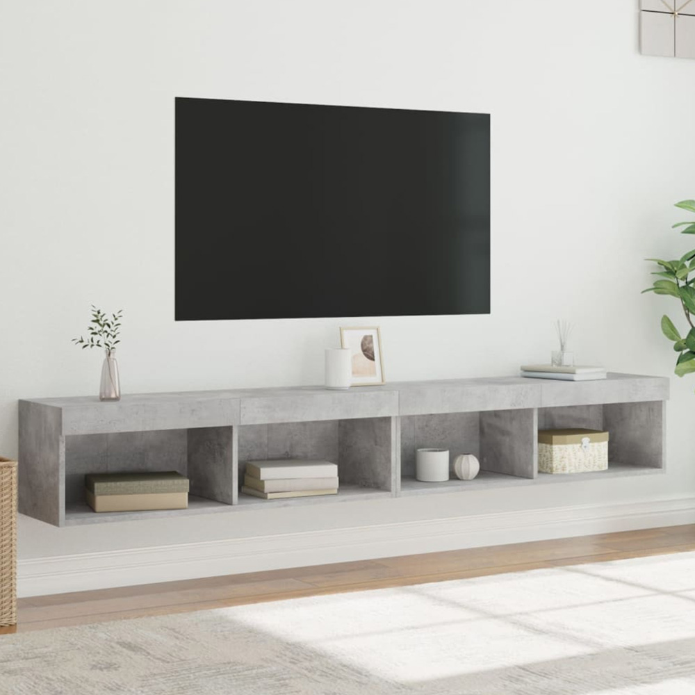 vidaXL 2 Shelf Concrete Grey TV Cabinet Set of 2 Image 4