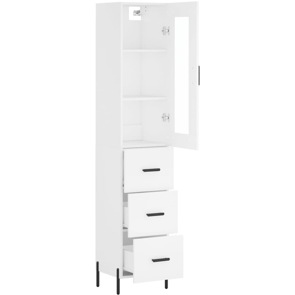 vidaXL Single Door 3 Drawer White Highboard with Metal Legs Image 4