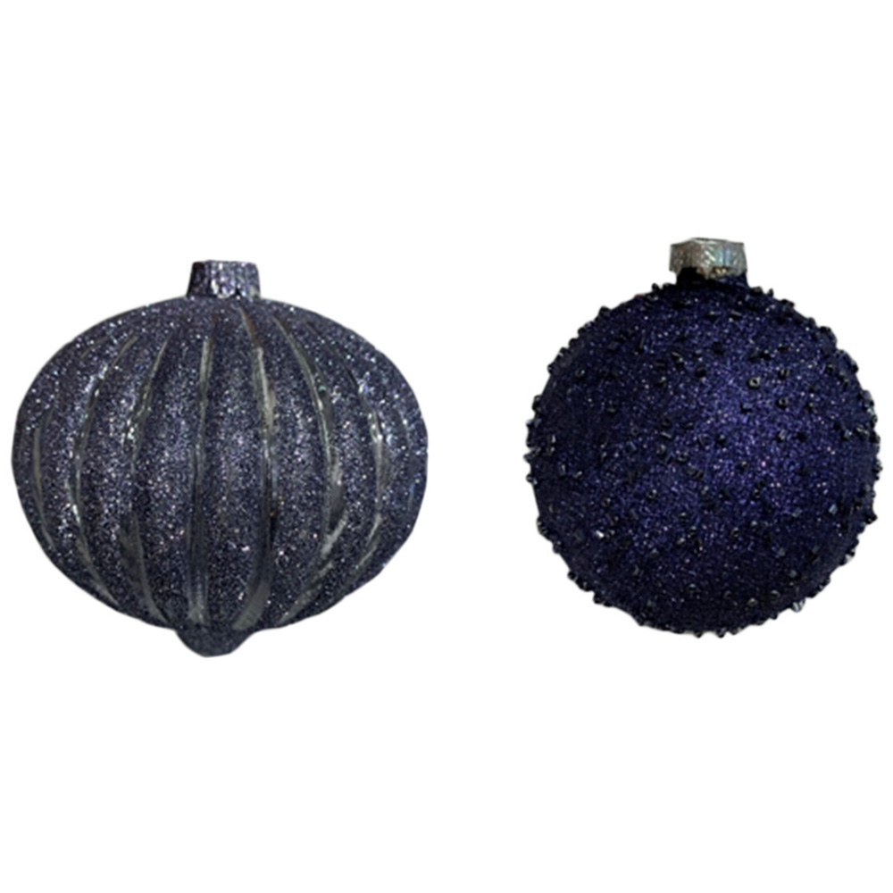 Single Midnight Fantasy Navy Blue Sequin Glass Bauble in Assorted styles Image