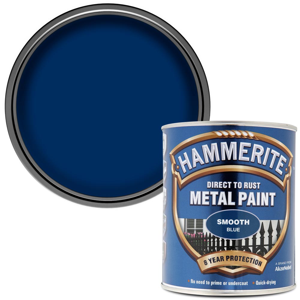Hammerite Direct to Rust Smooth Blue Smooth Metal Paint 750ml Image 1