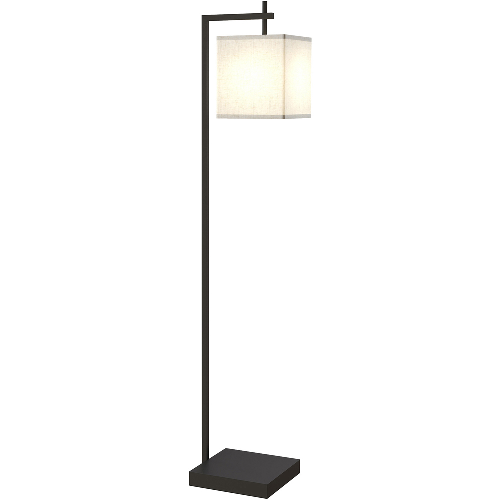 HOMCOM Linen Shade Black Modern LED Floor Lamp with 10 Brightness Levels Image 1