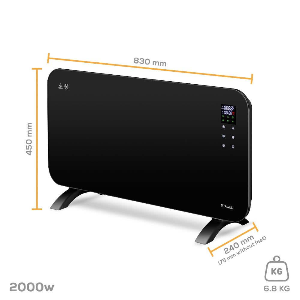 TCP Black Smart Glass Panel Heater 2000W Image 6