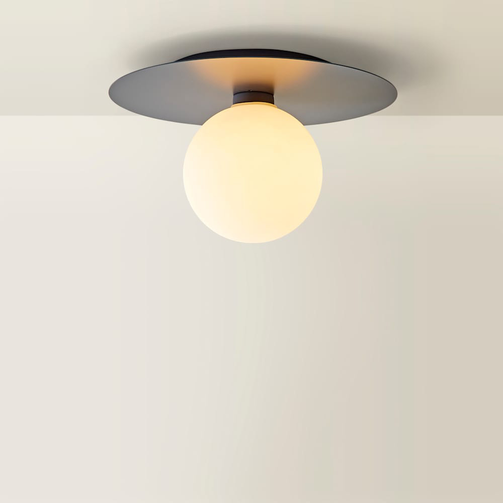 ValueLights Darla Navy Frosted Globe Bathroom Flush Ceiling Light and Bulb Image 3