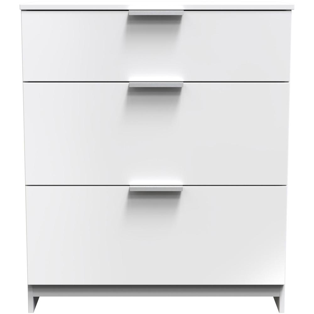 Crowndale Plymouth 3 Drawer White Gloss Deep Chest of Drawers Image 3
