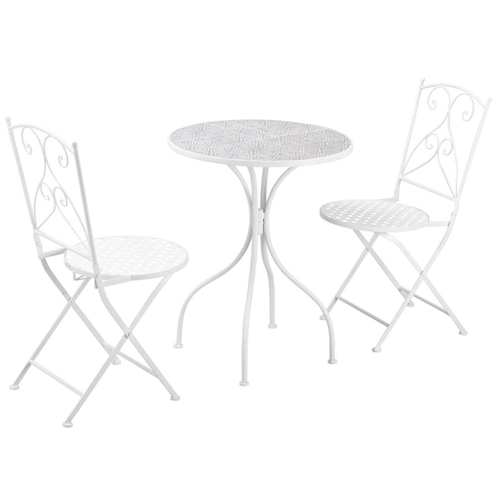 Outsunny 2 Seater Metal Foldable Bistro Set with Mosaic Tabletop Image 2