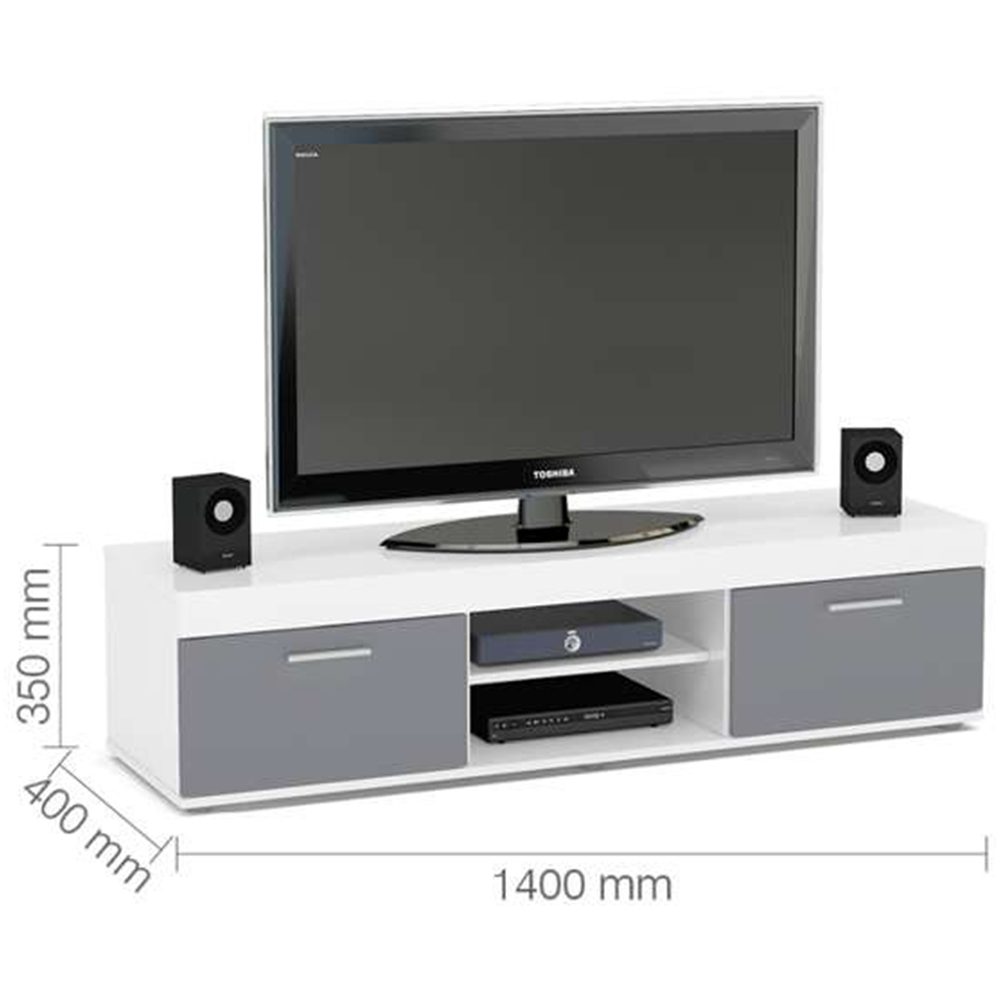 Edgeware 2 Door 2 Shelf White and Grey TV Unit Image 5