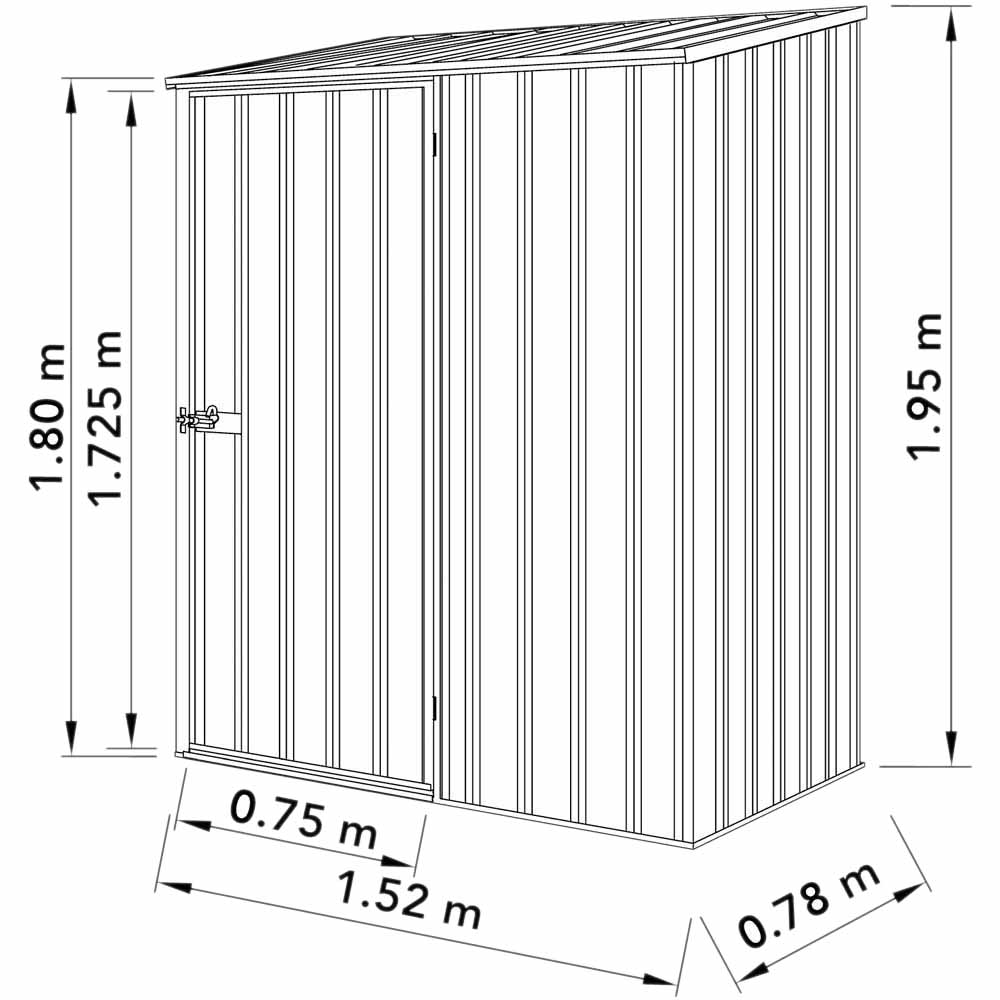 Mercia 5 x 2.6ft Absco Space Saver Pent Metal Garden Shed Image 8