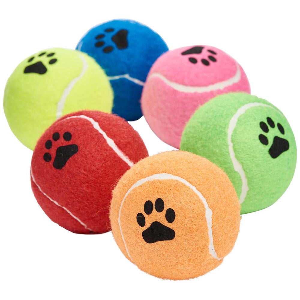 Wilko 6 pack Train Tennis Balls Dog Toys Image 2
