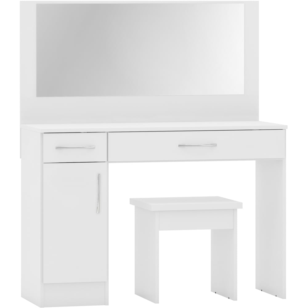 Seconique Nevada White Gloss Dressing Table Set with Mirror Image 2