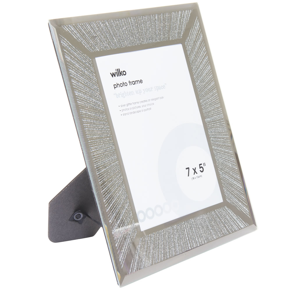 Wilko Silver Glitter Photo Frame 7 x 5 Inch Wilko