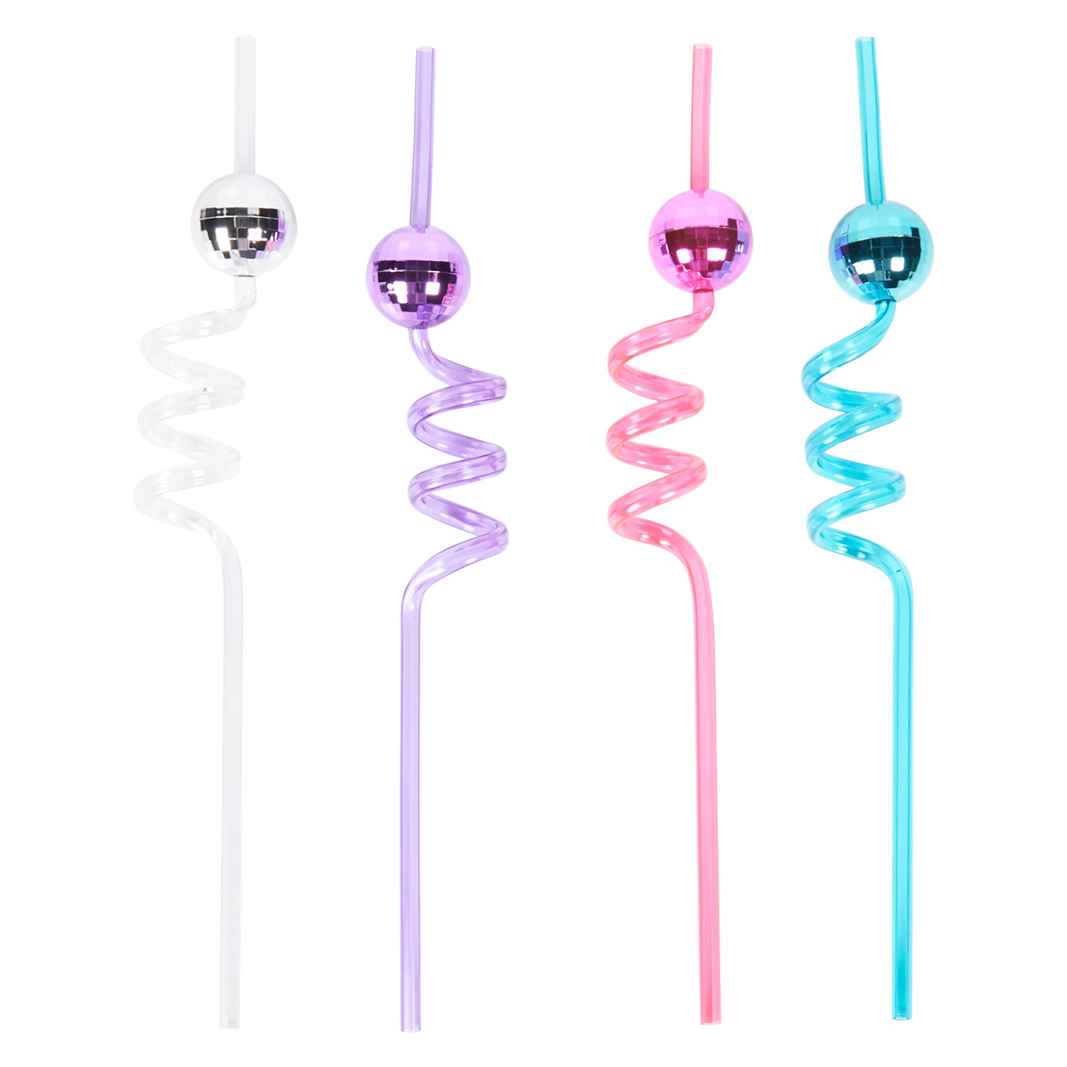 Pack of 4 MY Disco Ball Shaped Straws - Multicolour Image 1