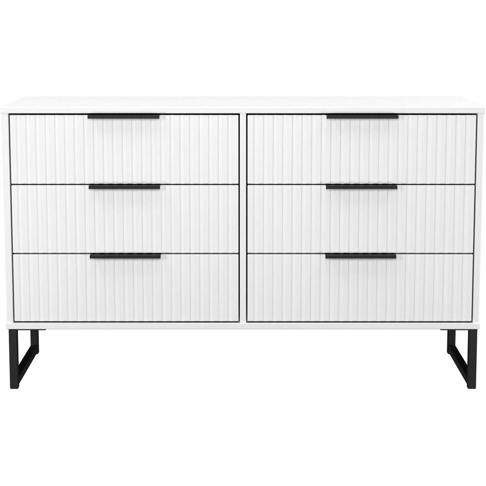 Crowndale Fluted 6 Drawer White Matt Wide Chest of Drawers Ready Assembled Image 2