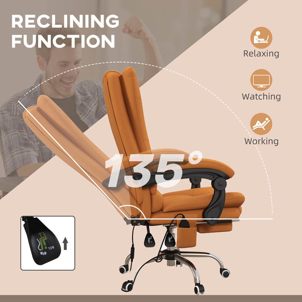 Portland Light Brown PU Leather Swivel Vibration Massage Office Chair Image 3