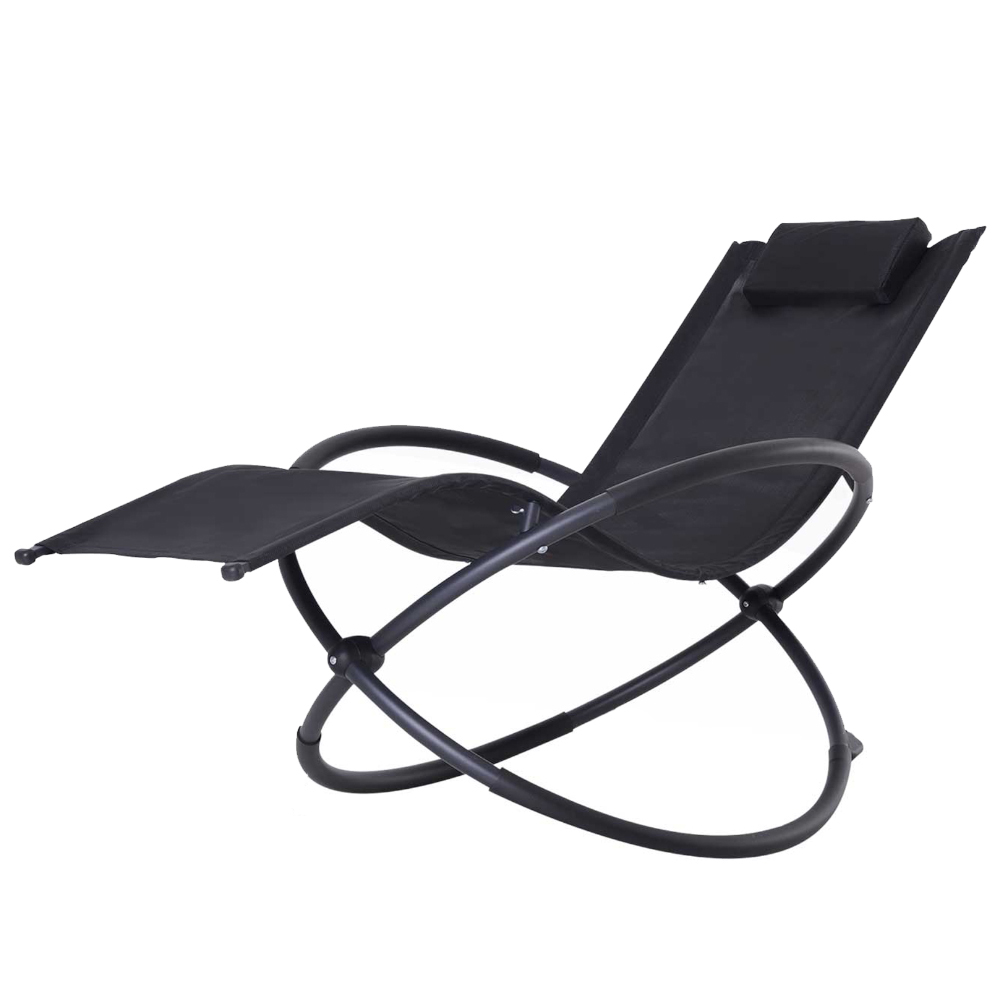 Outsunny Texteline Black Zero Gravity Rocking Lounger Image 3