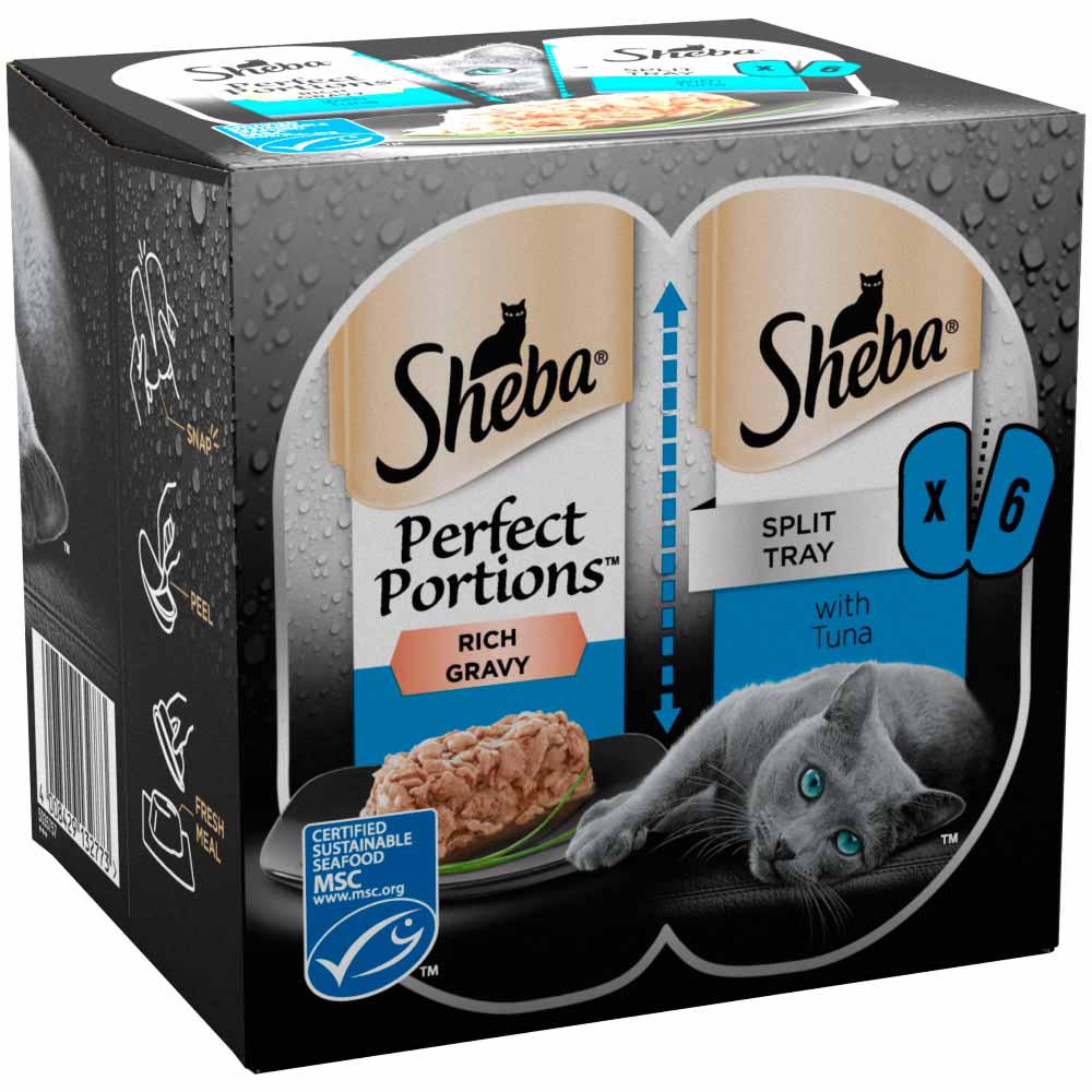 Sheba Perfect Portions Adult Wet Cat Food Trays Tuna in Gravy 6 x 37.5g Image 2