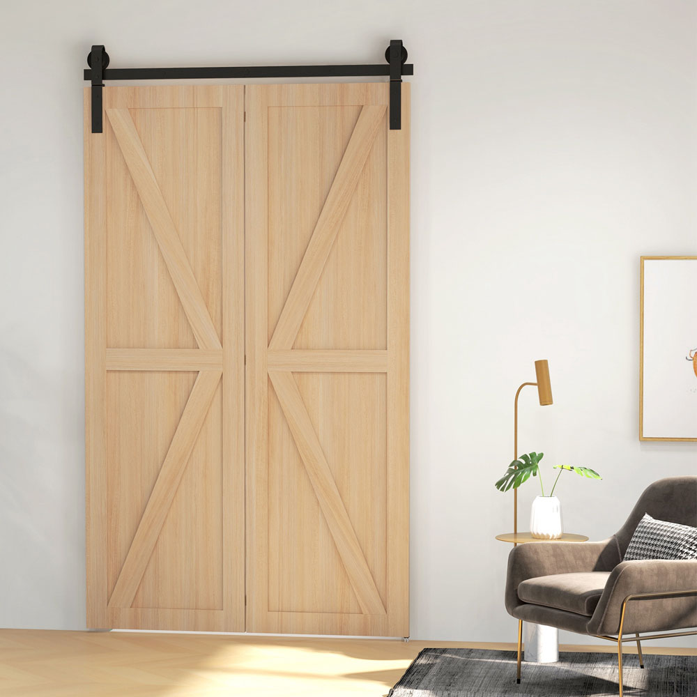 HOMCOM Bi-Folding Sliding Barn Sliding Door Hardware Set 4ft Image 6