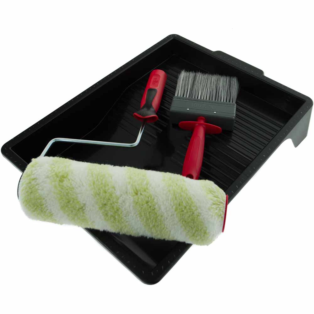 Wilko 4 Piece Large Exterior Paint Rollers and Brush Tray Kit Image 9
