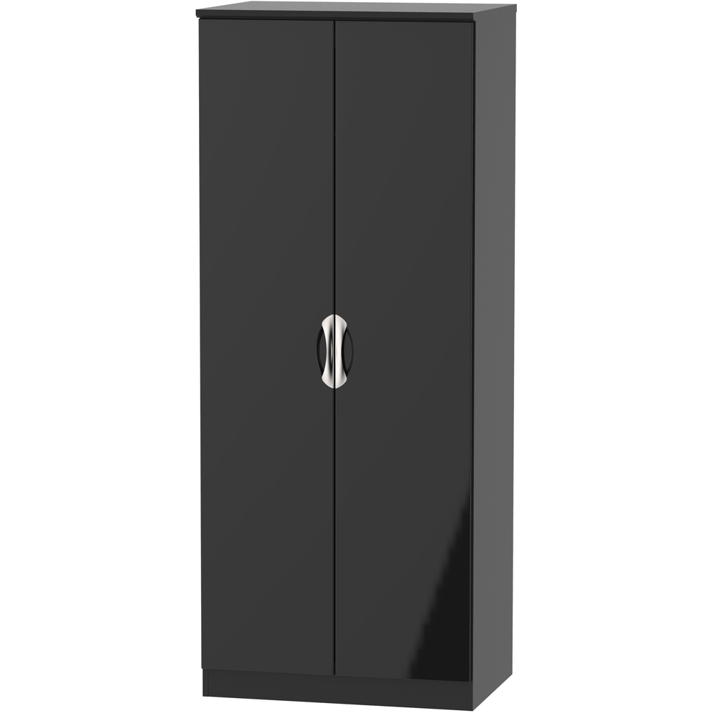 Crowndale Camden 2 Door Black Gloss and Black Wardrobe Ready Assembled Image 5