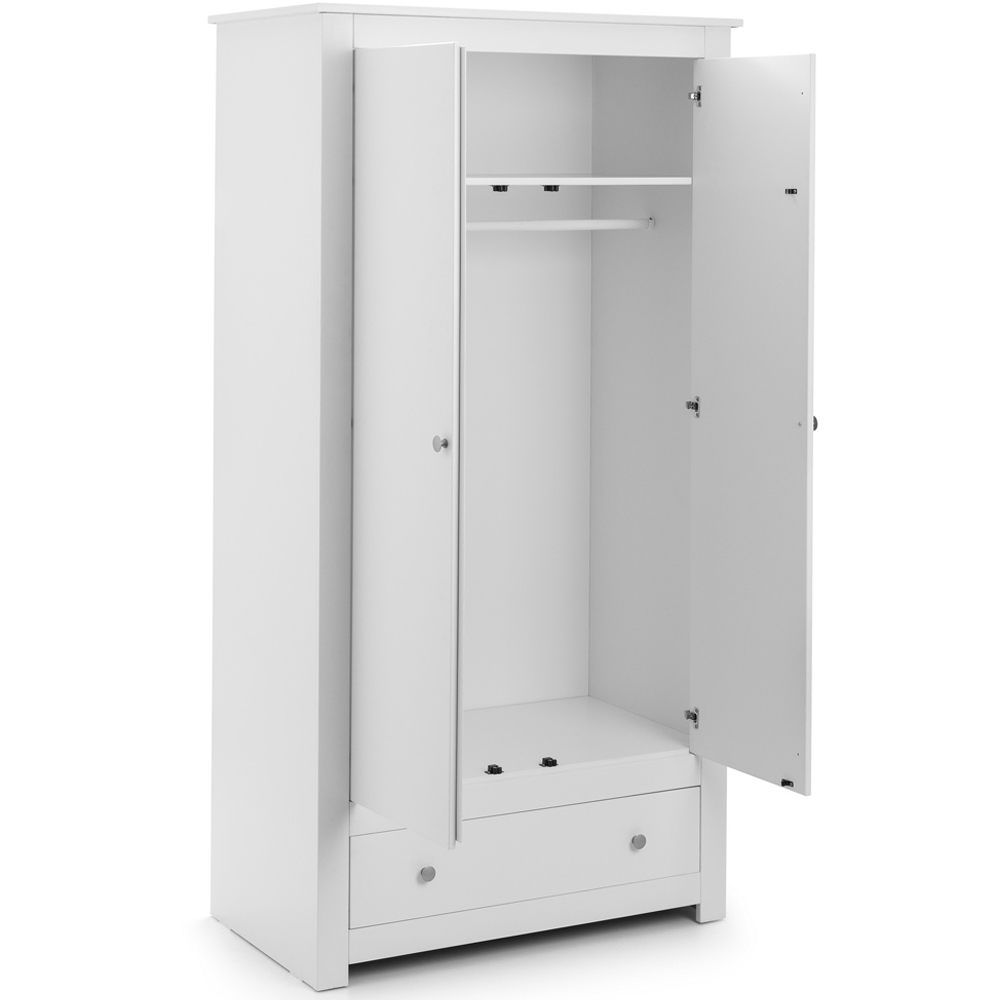 Julian Bowen Radley 2 Door Single Drawer Surf White Wardrobe Image 4